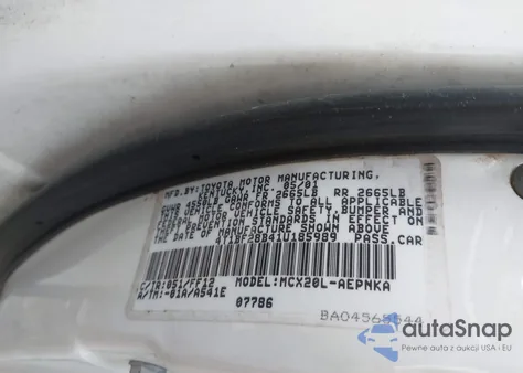 2001 Toyota Avalon Xl from USA, damaged, VIN 4T1BF28B41U185989